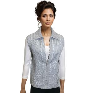 1367 - Diamond  Crystal Zipper Vests Silver <br>Diamond Zipper Vest - One Size Fits Most