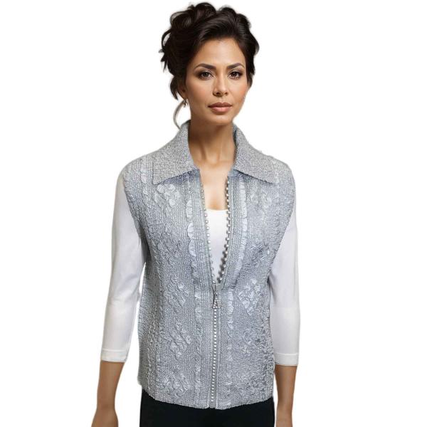Wholesale 1367 - Diamond  Crystal Zipper Vests Silver <br>Diamond Zipper Vest - One Size Fits Most