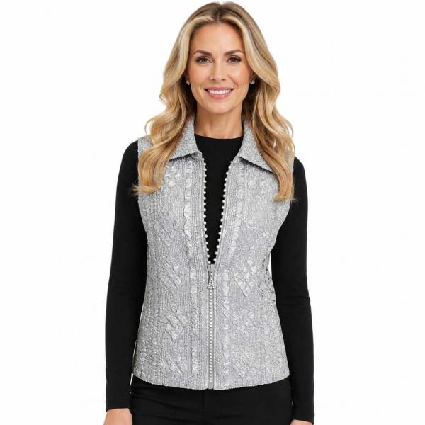Wholesale 1367 - Diamond  Zipper Vests Silver  - One Size Fits Most