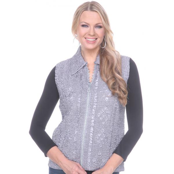 Wholesale 1159 - Sequined Abstract Petal Tops Charcoal <br>Diamond Zipper Vest - One Size Fits Most