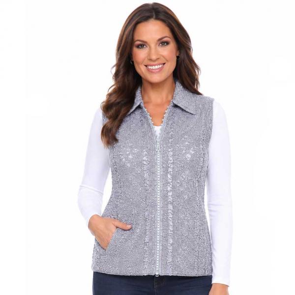 Wholesale 1367 - Diamond  Zipper Vests Charcoal  - One Size Fits Most