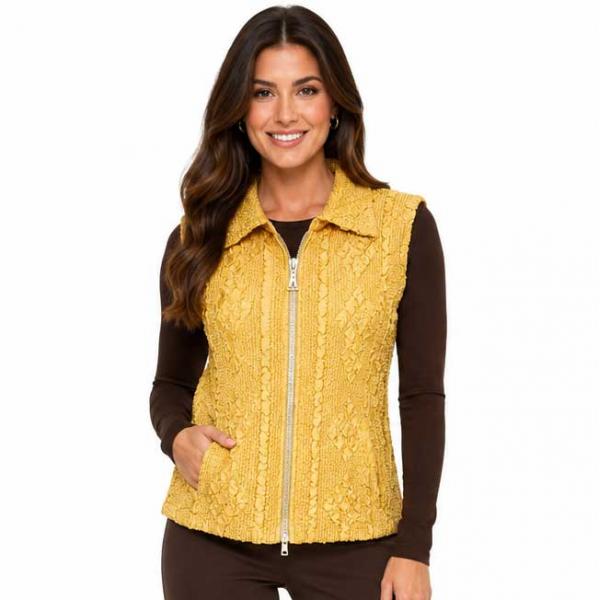 Wholesale 1367 - Diamond  Zipper Vests Gold - Plus Size (XL-2X)