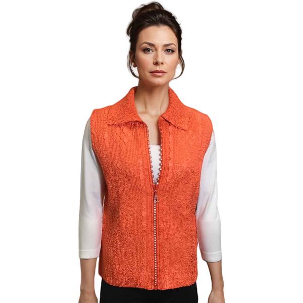 Wholesale 1367 - Diamond  Crystal Zipper Vests Orange <br>Diamond Zipper Vest - One Size Fits Most