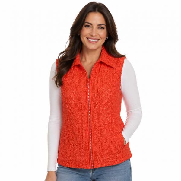 Wholesale 1367 - Diamond  Zipper Vests Orange  - One Size Fits Most