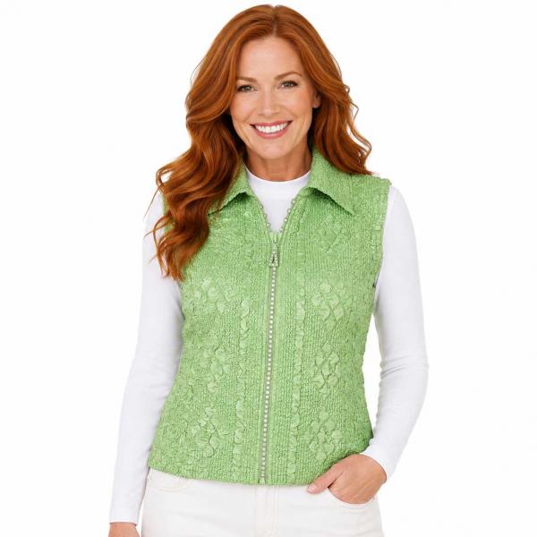 Wholesale 1367 - Diamond  Zipper Vests Green  - One Size Fits Most