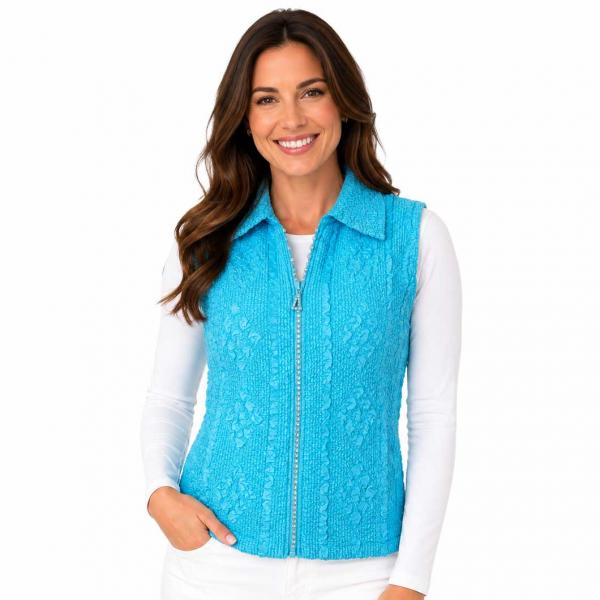 Wholesale 1367 - Diamond  Zipper Vests Light Turquoise  - One Size Fits Most