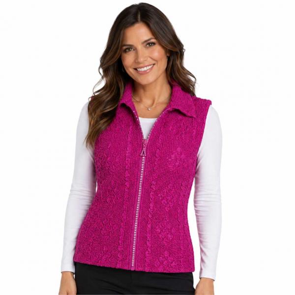 Wholesale 1367 - Diamond  Zipper Vests Orchid  - One Size Fits Most