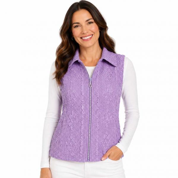 Wholesale 1367 - Diamond  Zipper Vests Light Orchid  - One Size Fits Most