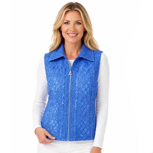 Wholesale 1367 - Diamond  Zipper Vests Denim  - One Size Fits Most