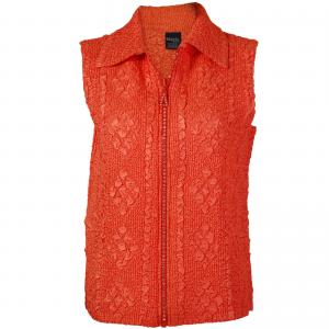 1367 - Diamond  Crystal Zipper Vests Orange<br>Diamond Zipper Vest - Plus Size Fits (XL-2X)