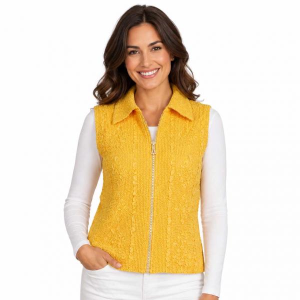 Wholesale 1367 - Diamond  Zipper Vests Yellow  - Plus Size Fits (XL-2X)