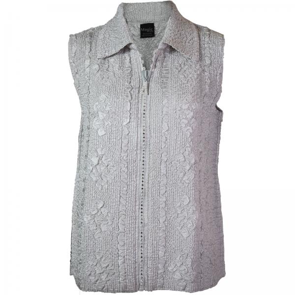 wholesale 1367 - Diamond Zipper Vests Pearl <br>Diamond Zipper Vest - Plus Size Fits (XL-2X)