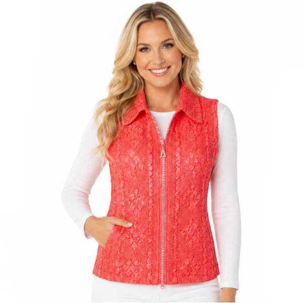 Wholesale 1367 - Diamond  Zipper Vests Coral - Plus Size Fits (XL-2X)
