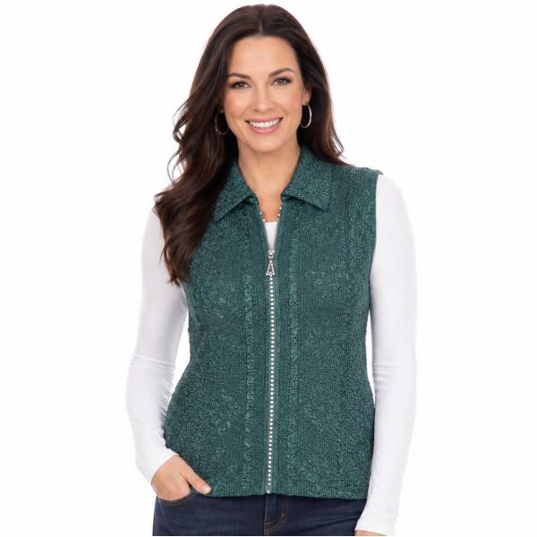 Wholesale 1367 - Diamond  Zipper Vests Hunter Green  - One Size Fits Most