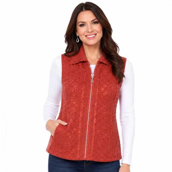 Wholesale 1367 - Diamond  Zipper Vests Cinnamon  - One Size Fits Most