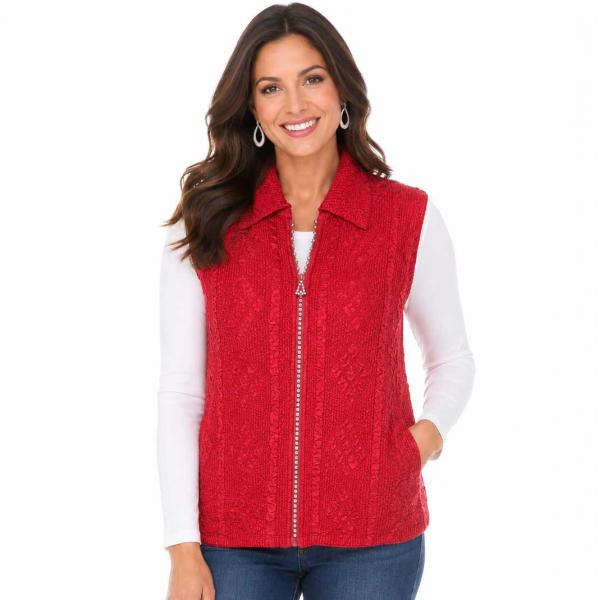 Wholesale 1367 - Diamond  Zipper Vests Wine  - One Size Fits Most