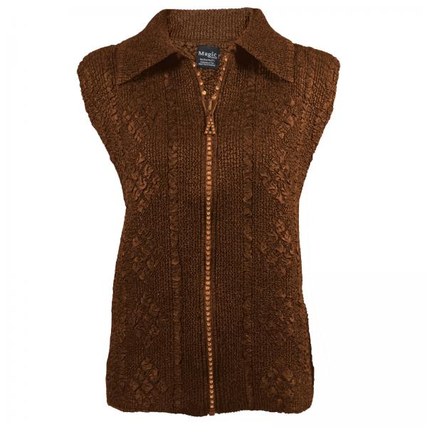 wholesale 1367 - Diamond Zipper Vests Dark Brown <br>Diamond Zipper Vest - One Size Fits Most