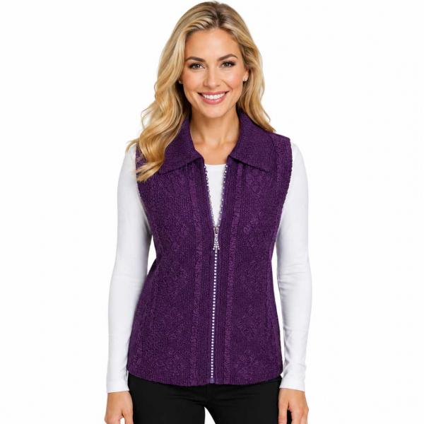 Wholesale 1367 - Diamond  Zipper Vests Iris  - One Size Fits Most