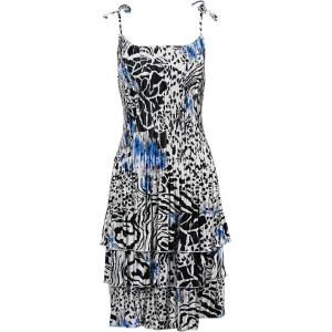 1370 - Satin Mini Pleats - Spaghetti Dress Reptile Floral - Blue Satin Mini Pleat - Spaghetti Dress - 
