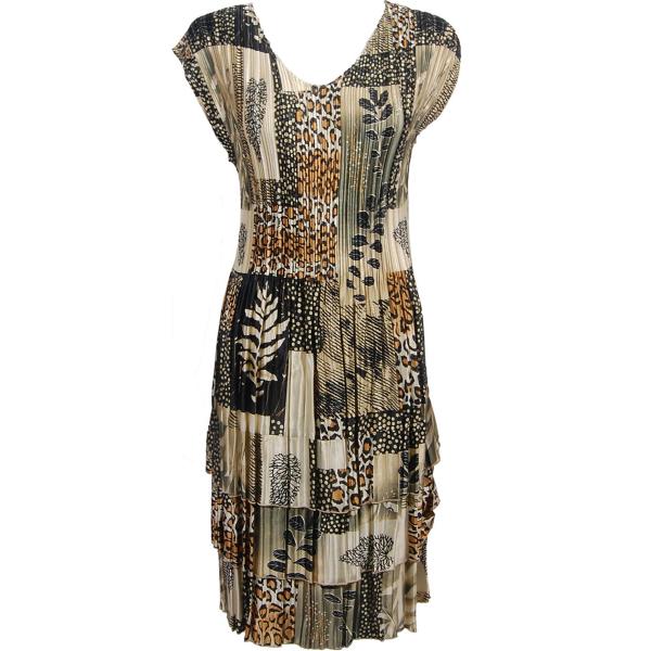 wholesale 1317 - Satin Mini Pleats Cap Sleeve Dresses Patchwork Jungle*** MB - One Size Fits Most