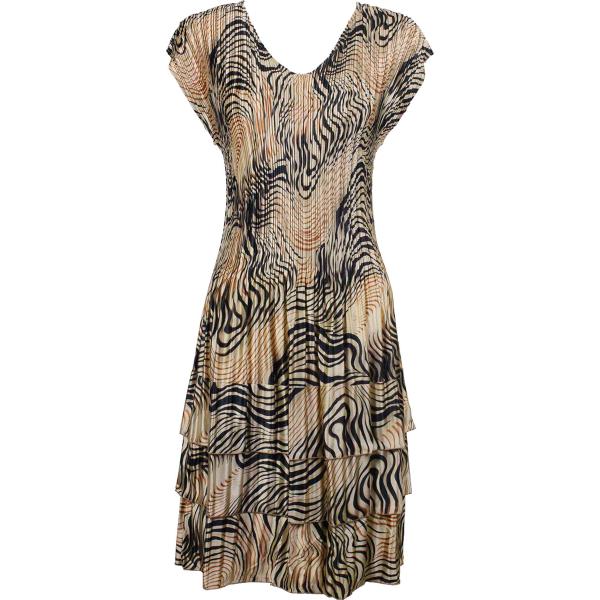 Wholesale 1317 - Satin Mini Pleats Cap Sleeve Dresses Swirl Animal MB - One Size Fits Most