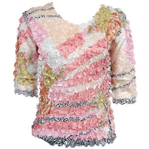 Wholesale 1382 - Satin Petal Shirts - Three Quarter Sleeve Peach N Zebra - One Size Fits Most