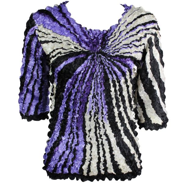 Wholesale 1382 - Satin Petal Shirts - Three Quarter Sleeve Rays - Purple - One Size Fits Most