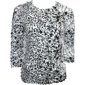 1382 - Satin Petal Shirts - Three Quarter Sleeve Abstract Animal-Linear - One Size Fits Most