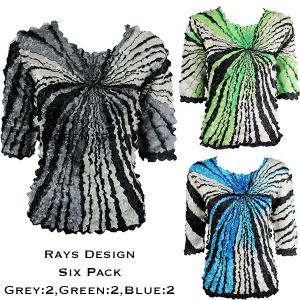 Wholesale 1382 - Satin Petal Shirts - Three Quarter Sleeve Six Pack Assortment<br>
Rays Design - One Size Fits Most