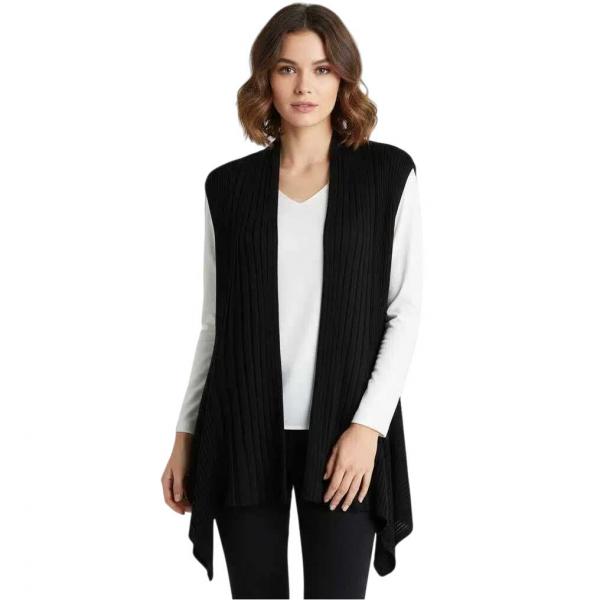 wholesale 1385 - Magic Convertible Ribbed Sweater Vest  Black  - One Size Fits Most