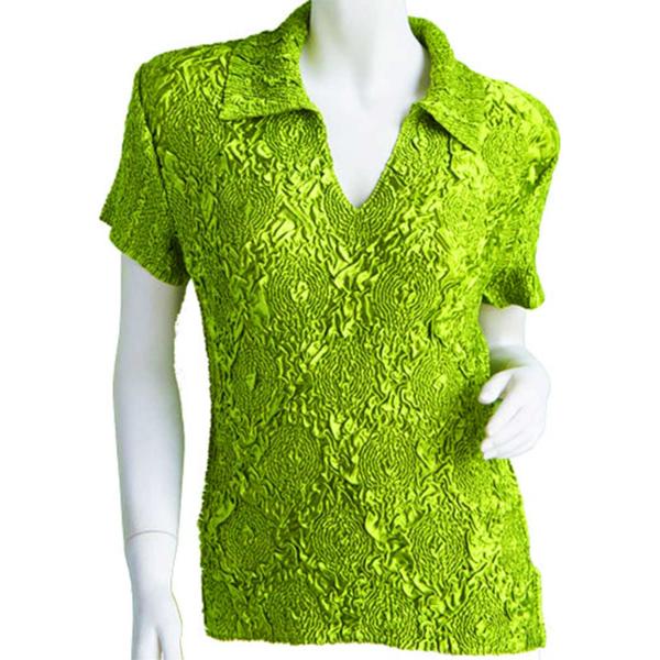 wholesale 1397 - Diamond Crush Collared Short Sleeve Tops 1397 - Lime - One Size Fits Most