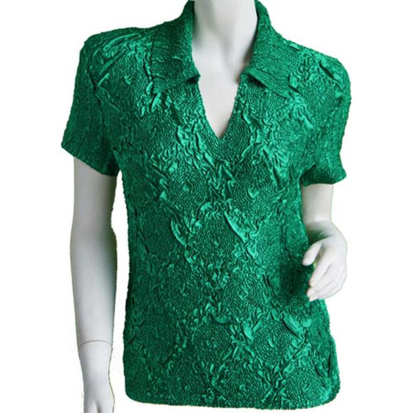 wholesale 1397 - Diamond Crush Collared Short Sleeve Tops 1397 - Green - One Size Fits Most
