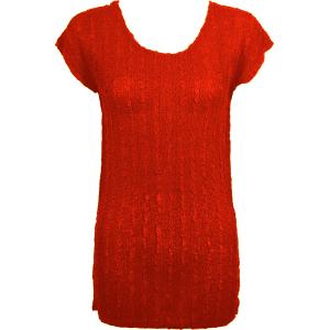 1398 - Magic Crush Georgette - Cap Sleeve Tunics* Solid Red - One Size  Fits (S-M)
