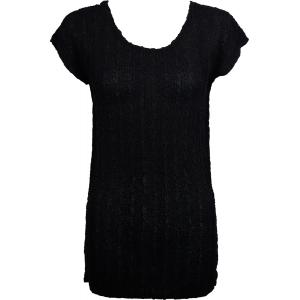 Wholesale 1398 - Magic Crush Georgette - Cap Sleeve Tunics* Solid Black  - One Size  Fits (S-M)