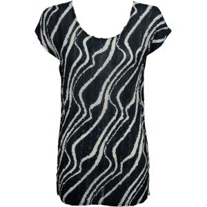 1398 - Magic Crush Georgette - Cap Sleeve Tunics* Ribbon Black-White Plus - One Size Fits (L-XL)