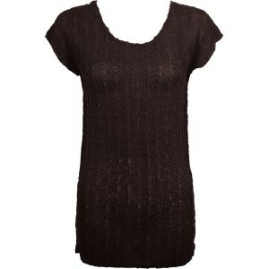 1398 - Magic Crush Georgette - Cap Sleeve Tunics* Solid Dark Brown Plus - One Size Fits (L-XL)