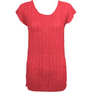 1398 - Magic Crush Georgette - Cap Sleeve Tunics* Solid Coral Plus - One Size Fits (L-XL)