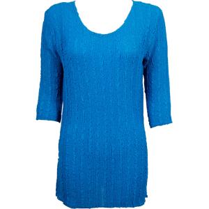 1399 - Magic Crush Georgette 3/4 Sleeve Tunics Solid Cornflower Blue - One Size  Fits (S-M)