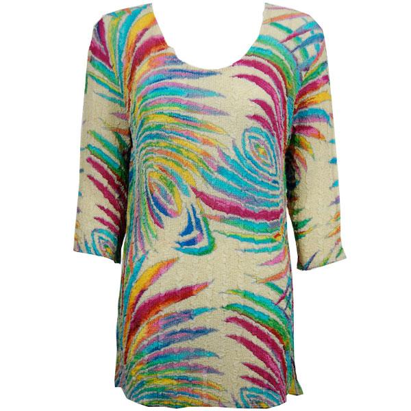 1399 - Magic Crush Georgette 3/4 Sleeve Tunics Rainbow Swirl on Ivory - One Size  Fits (S-M)