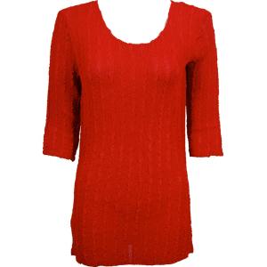1399 - Magic Crush Georgette 3/4 Sleeve Tunics Solid Red - Curvy (L-XL)