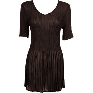 Wholesale 1400 - Georgette Mini Pleat Tunic Tops Solid Dark Brown - One Size Fits (S-L)