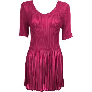 Wholesale 1400 - Georgette Mini Pleat Tunic Tops Solid Magenta - ONE SIZE FITS (S-L)