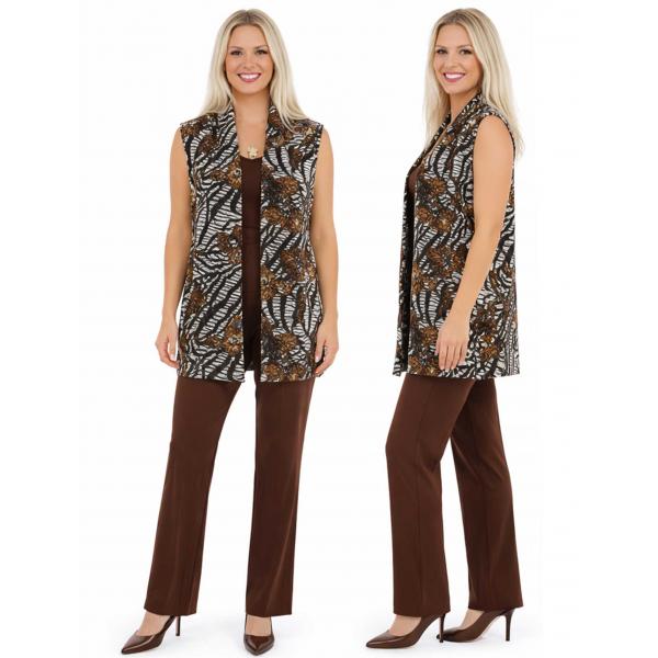 Wholesale 1178 - Slinky Travel Pants  Zebra Floral - Brown - One Size Fits All