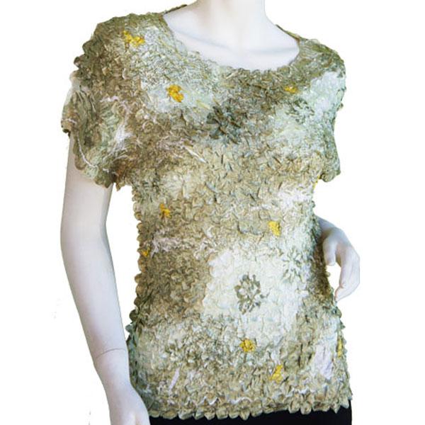 Wholesale 1441 - Satin Petal Shirts - Cap & Sleeveless Sage Floral - One Size Fits Most
