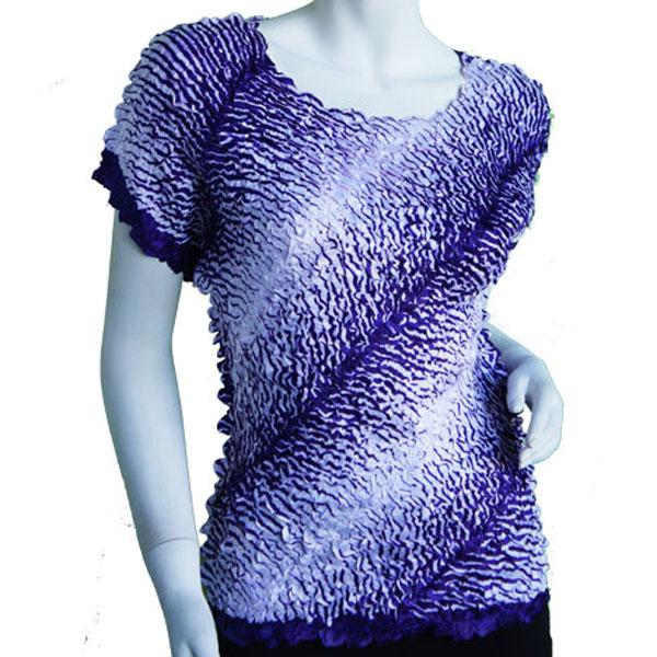 Wholesale 1441 - Satin Petal Shirts - Cap & Sleeveless Zebra Swirl - Purple - One Size Fits Most