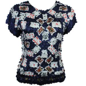 1441 - Satin Petal Shirts - Cap & Sleeveless Playing Cards on Navy - One Size Fits Most