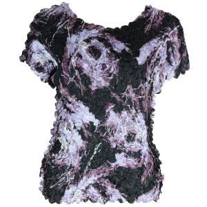 1441 - Satin Petal Shirts - Cap & Sleeveless Brushstrokes Black-Purple - One Size Fits Most