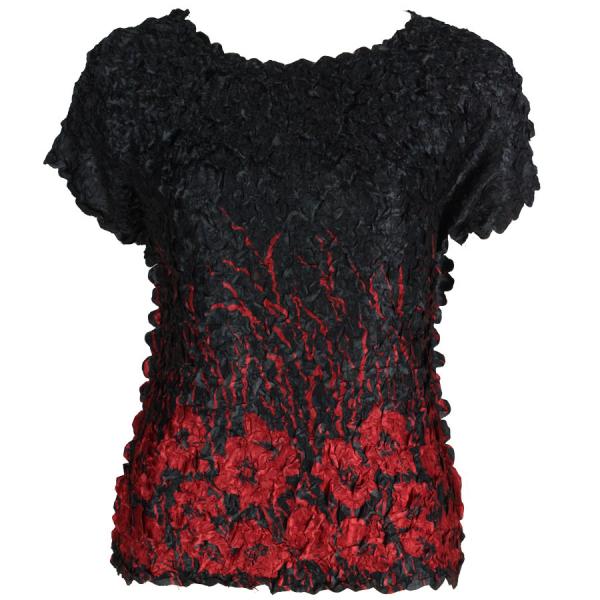 Wholesale 1441 - Satin Petal Shirts - Cap & Sleeveless Red Poppies on Black - One Size Fits Most