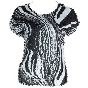 1441 - Satin Petal Shirts - Cap & Sleeveless Swirl Black-White - One Size Fits Most