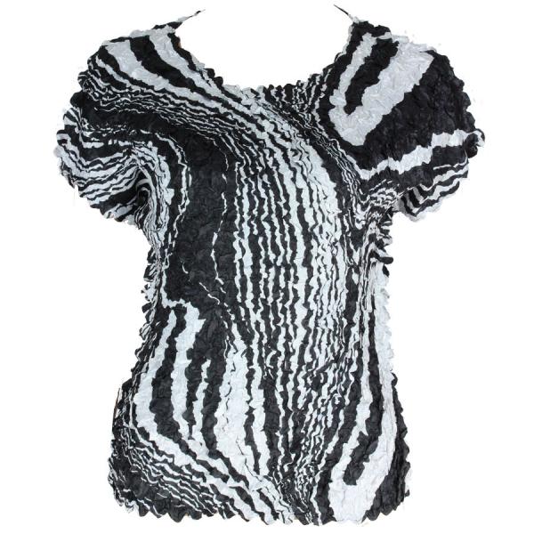 Wholesale 1441 - Satin Petal Shirts - Cap & Sleeveless Swirl Black-White - One Size Fits Most